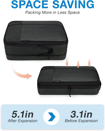 Vista 4 de BAGSMART Juego de 6 cubos de embalaje de compresión para maletas, cubos de viaje de compresión y organizador de maletas para empacar con bolsa