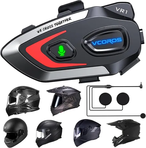 Vista 9 de VCOROS VR1 Auriculares para Casco de Motocicleta, Altavoces de Casco de Larga Duración de Batería con Respuesta Automática/Doble Cancelación