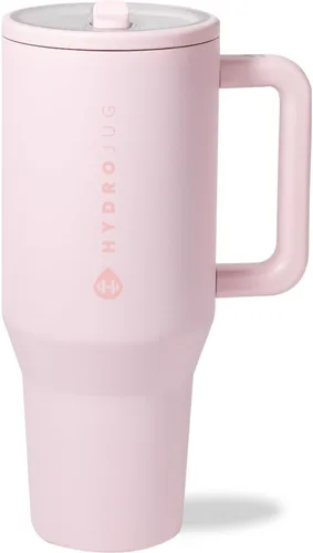 Vista 42 de HydroJug Traveler - Botella de agua de 40 onzas con asa y popote abatible, cabe en el soporte para tazas, vaso resistente a fugas, reutilizable