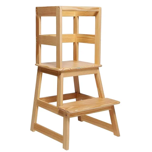 Vista 11 de SDADI Taburete de cocina para niños con riel de seguridad, para niños de 18 meses en adelante, Espresso LT01CF
