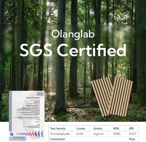 Vista 5 de Olanglab Paneles de pared de listones de madera, paquete de 4 paneles de pared acústicos de madera, 94.5"x12.6" pulgadas cada uno paneles de pared