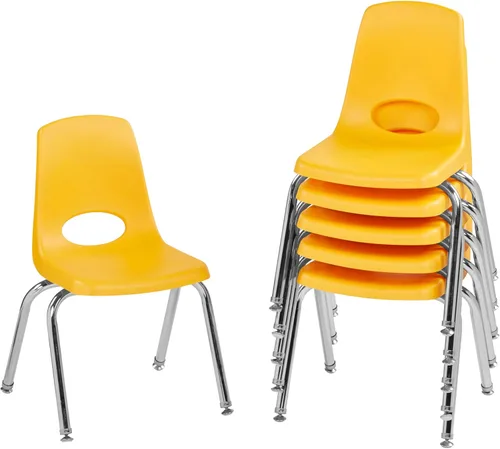 Vista 78 de Factory Direct Partners 10356-PU - Silla escolar apilable de 10 pulgadas, asiento apilable para estudiantes con patas de acero cromado y rodamientos