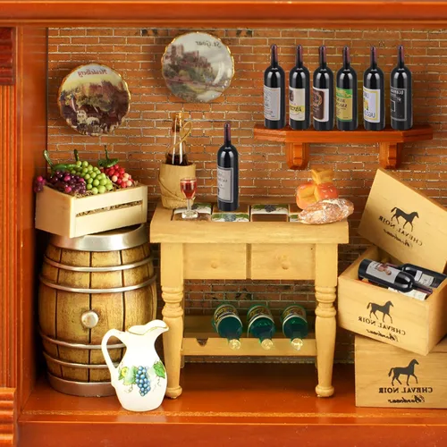 Vista 6 de Simarro Botellas de vino de casa de muñecas - 10 botellas de vino tinto en miniatura para exhibición de ventana