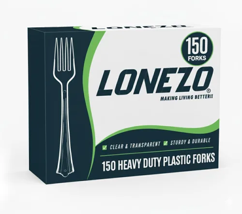 Lonezo [150 unidades] Tenedores de plástico Tenedores transparentes de plástico desechables resistentes a los golpes, tenedores desechables