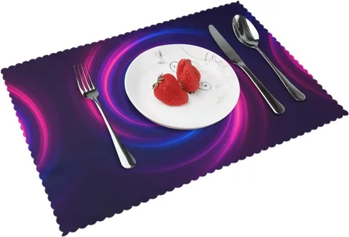 Vista 10 de Rectangular Placemats Set of 4, Heat Resistant Litchi Printed Kitchen Dining Table Mats