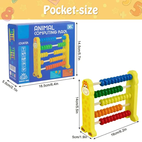 Vista 7 de Sealive Juguete de conteo de madera - 50 cuentas ábaco para niños matemáticas y 2 piezas pequeñas grabadoras de madera