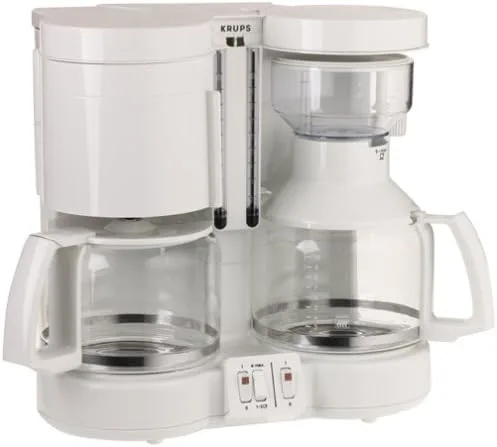 Vista 2 de Krups Duo thek vidrio 10-cup Cafetera, Blanco