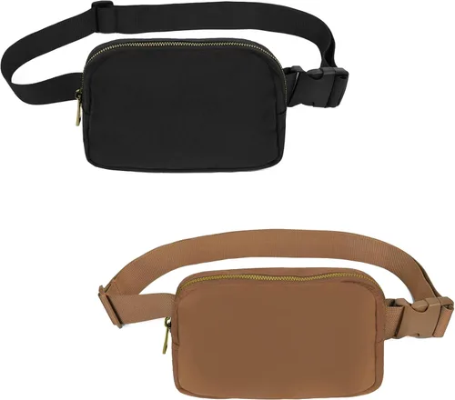Vista 23 de VOROLO Riñonera para mujeres y hombres, bolsa cruzada, bolsa de cinturón con correa ajustable, Wood Grey, Talla única