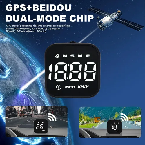 Vista 5 de KAOLALI G4S - Pantalla frontal HUD para automóvil, velocímetro digital GPS con brújula de velocidad MPH, dirección de conducción, fatiga