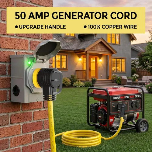 Vista 6 de YOMILINK Cable de 50 amperios de 10 pies para RV/generador, certificado UL, conector de bloqueo, NEMA 14-50P a SS2-50R con bloqueo de torsión, mango