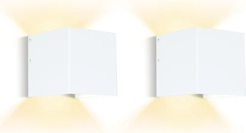 Vista 10 de HEQIQEH Modernos apliques de pared en forma de cubo a pilas, lámpara LED de pared para interiores arriba y abajo con control remoto, accesorios