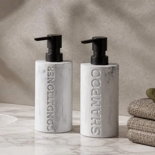Vista 4 de Shampoo and Conditioner Dispenser,11.84OZ, 2 PCS,Marble White