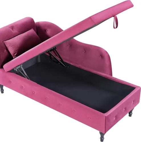 Vista 30 de Aoowow Banco de almacenamiento de terciopelo para dormitorio, extremo de la cama, sofá con brazo enrollado, tumbona para interiores con Gris