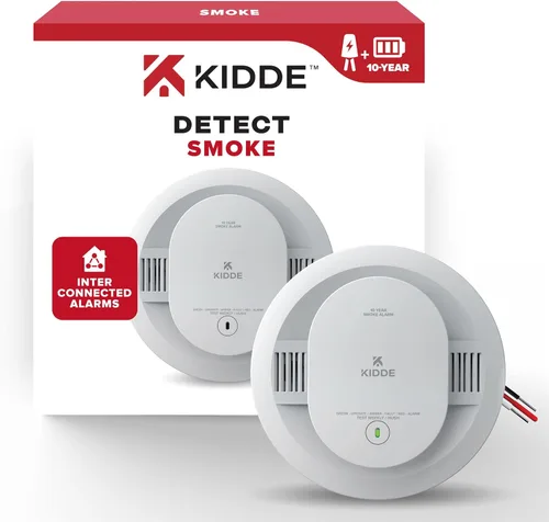 Vista 5 de Kidde Detector de humo y monóxido de carbono cableado con paquete de reserva de batería de 10 años con detector de humo cableado Kidde con batería