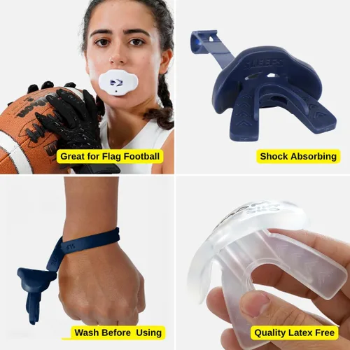 Vista 7 de SLEEFS Protector bucal de fútbol – Protector bucal juvenil con correa – Protector de labios y dientes – Sin hervir – para jóvenes/adultos, máximo