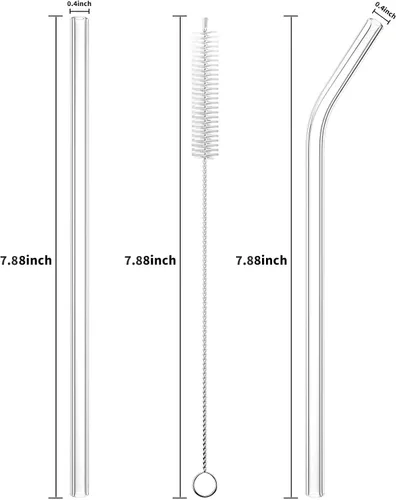 Vista 2 de 6 popotes de vidrio reutilizables, popotes de repuesto de 0.310 x 0.315 in, popotes transparentes y prácticos para vasos de 20/30/32 onzas, pajitas
