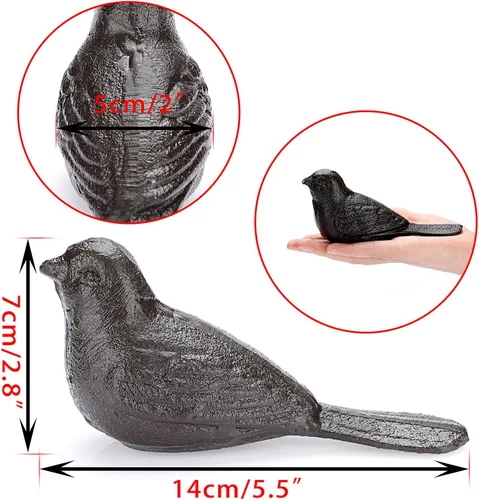 Vista 3 de Sumnacon 2 topes de puerta de hierro fundido para pájaros, tapones decorativos rústicos para puerta que evitan perforar agujeros, cuñas de puerta