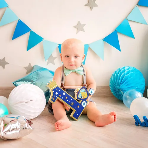 Vista 4 de Amyhill Letrero de madera con el número 1 de príncipe para el primer cumpleaños, centro de mesa de primer cumpleaños, decoración de fiesta de primer