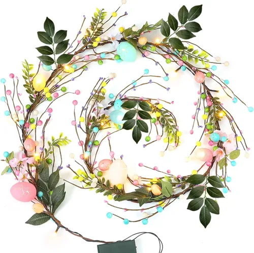 Vista 7 de Guirnalda de Navidad iluminada de 1,8 m de cedro y ciprés, guirnalda suave y exuberante de pino con 50 LEDs, guirnalda de Navidad preiluminada que