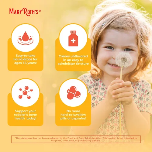 Vista 6 de MaryRuth Organics Vitamina D3 Vitamina K2 Gotas de vitamina D3 K2 Suplemento líquido de vitamina K2 D3 para niños pequeños Suplemento