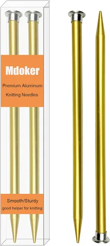 Vista 15 de Mdoker Agujas de tejer de aluminio de 13.8 pulgadas, aguja de tejer para suéter de metal recto de un solo punto de color para proyectos de tejer