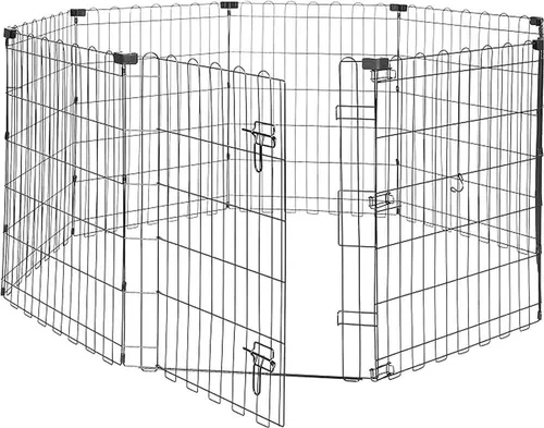 Vista 11 de Amazon Basics: cerca plegable de metal para mascotas, con puerta, 60 x 60 x 24 pulgadas, color negro.