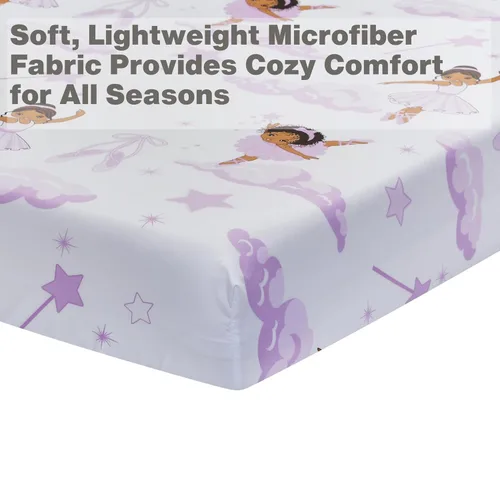 Vista 4 de EVERYDAY KIDS Juego de sábanas de bailarina afroamericana para niños pequeños