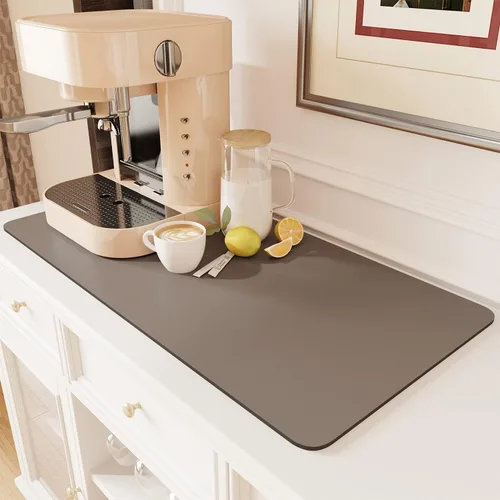Vista 25 de AMOAMI Tapete de café absorbente con parte trasera de goma para secar platos para encimera de cocina, accesorios de bar para debajo de la cafetera