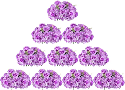 Vista 15 de BLOSMON Bolas de Flores Artificiales Centros de Mesa de Boda 2 Piezas 11.8" Lila Flores Falsas Rosa Hortensia Arreglo de Bolas Centro de Mesa