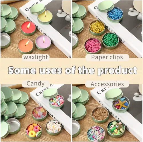 Vista 6 de Paquete de 48 tarros de aluminio de 1 oz, latas de salvamento versátiles pequeños de 1 onza con tapas, lata de metal para bálsamos, especias