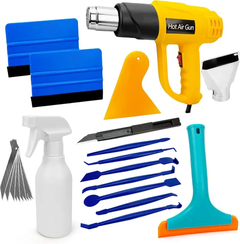 Vista 10 de Umaki Kit de Herramientas de Vinilos Automotrices Película de Tinte con 2 Pares de Guantes para Vinilo, Escobilla de Fieltro de 4 Pulgadas