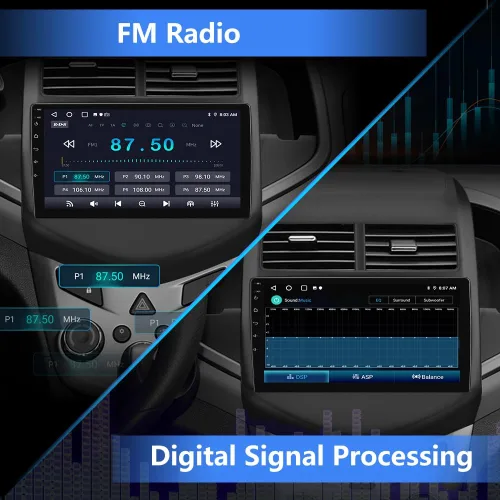 Vista 5 de Estéreo de coche Android 13 para Chevy Aveo Sonic 2011-2015, pantalla táctil de 9 pulgadas, radio de coche con CarPlay inalámbrico Android Auto