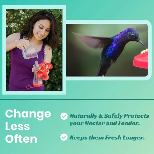 Vista 3 de Sapphire Labs Nectar Defender - Extensor de néctar de colibrí que prolonga la vida útil del néctar para comederos de colibríes, funciona