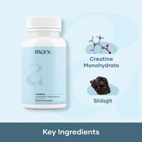 Vista 2 de mars by GHC Cápsulas de monohidrato de creatina micronizada con shilajit y ashwagandha Bienestar general 120 cápsulas Paquete de 1