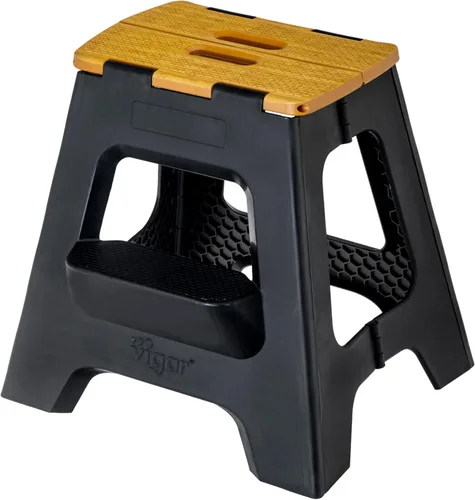 Vista 11 de Vigar Taburete plegable compacto, 10-1/2 pulgadas, ligero, capacidad de 330 libras, antideslizante taburete plegable, cuerpo de terrazo