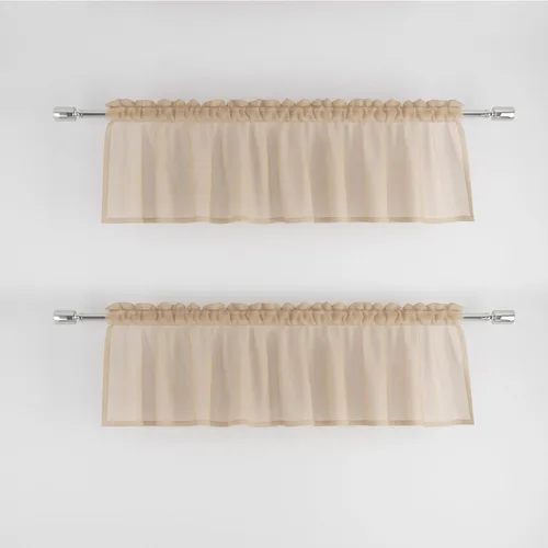 UPOPO Cenefa de cortina transparente de 16 pulgadas de largo, color beige, cenefa para sala de estar, dormitorio, cocina, cenefa transparente para