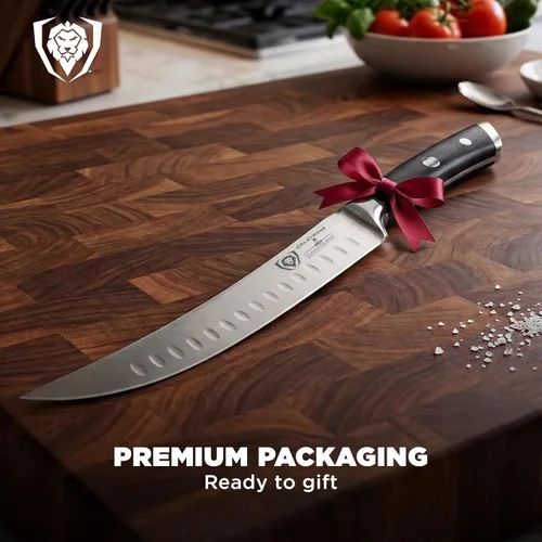 Vista 7 de Dalstrong - Cuchillo de carnicero, 8 pulgadas, serie Gladiator Elite, cuchillo cimitarra rompedor, acero alemán forjado con alto contenido