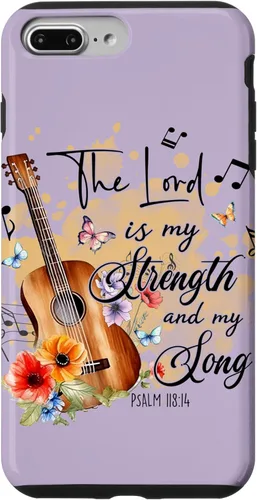 Vista 12 de iPhone 12 mini El Señor es mi fuerza Wildflower Religious Faith On Purple Case