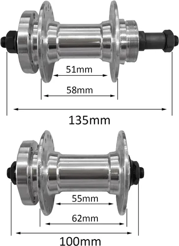 Vista 2 de Parte de rueda de bicicleta cubo de bicicleta, cubo de bicicleta de 36 agujeros, liberación rápida, aluminio, un par, 3.937 in x 5.315 in ancho