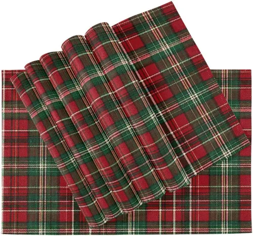 Vista 24 de ALAZA Manteles Individuales de Árbol de Navidad Rosa Copo de Nieve Blanco de Invierno Navideños para Mesa de Comedor Mantel Individual 1 Pieza