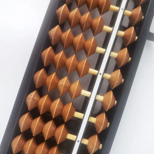 Vista 3 de Ábaco Soroban Profesional de 17 Columnas, Ábaco Matemático Estándar de Dígitos, Herramienta de Cálculo Matemático con Botón de Reinicio para Adultos