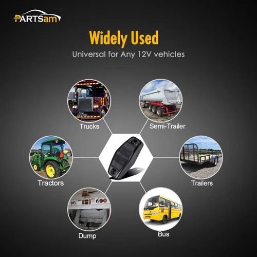 Vista 7 de Partsam 4 piezas ámbar + 2 piezas rojas luces marcadoras laterales ahumadas universales para remolque montaje en superficie 2 diodos, mini luces LED