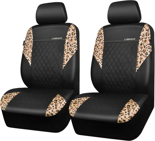 Vista 20 de CAR PASS Funda de asiento de cuero acolchada para dos asientos delanteros, universal, impermeable, de lujo, de PU premium, de vinilo