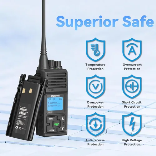Vista 4 de SAMCOM FPCN30A - Walkie Talkies profesionales/comerciales para adultos, radios de 5 vatios, radios de largo alcance de 2 vías para construcción