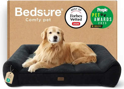 Vista 28 de Bedsure Cama ortopédica para perros de tamaño mediano, camas extra gruesas de apoyo para perros medianos con funda impermeable lavable, cómodo sofá