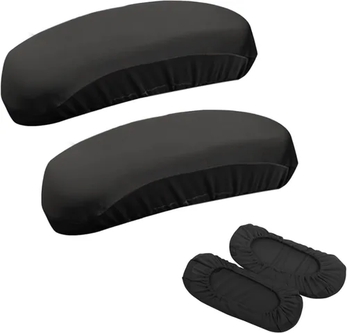 Vista 3 de 1 par de fundas elásticas para sillas de computadora, fundas suaves para sillas de escritorio, protectores de muebles para oficina, escritorio, Negro