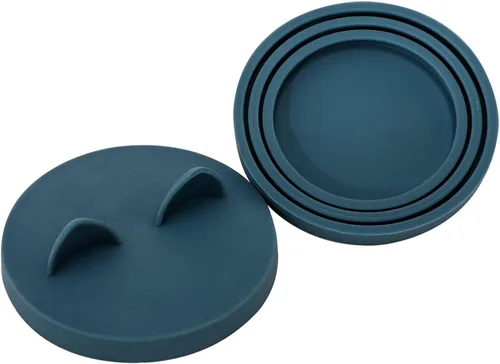 Vista 3 de OHMO Paquete de 2 tapas para latas de comida para perros, (3,12, 14 onzas, etc.), tamaño universal, sin BPA, fundas de silicona para gatos y Azul