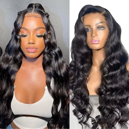Vista 3 de Pelucas de cabello humano ondulado con encaje frontal para mujeres negras, pelucas de encaje frontal transparente HD de 13 x 4, pelucas de cabello