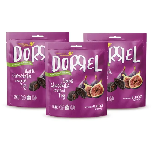 Vista 34 de DORREL - Dátiles cubiertos de chocolate negro belga (Medjool) con relleno de nueces, aperitivo de chocolate vegano de alta energía, delicioso