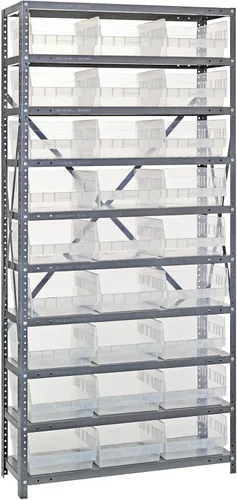 Vista 37 de Quantum QSBU-245BK Heavy Duty Shelving Unit with (7) Shelves and (24) QUS245 Black Bins for Garage Warehouse Storage Distribution 400 lb Load